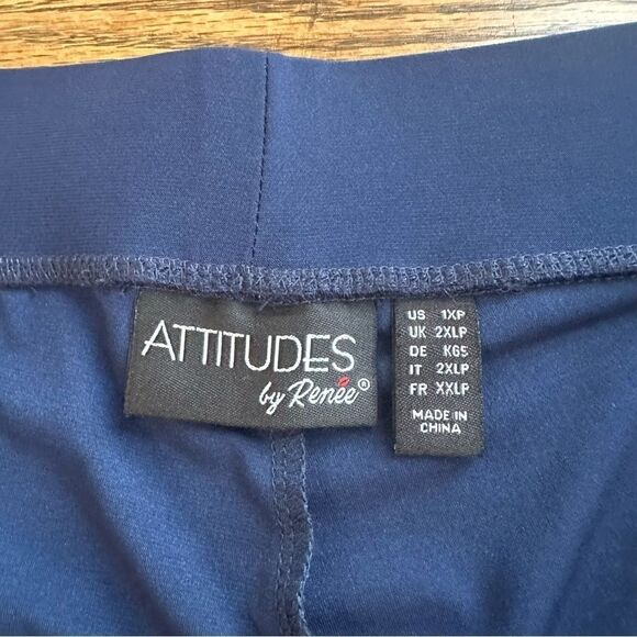 Attitudes By Renee Semi-Fitted Ankle Length Pull On Pants Navy Womens Petite 1XP - Picture 4 of 8